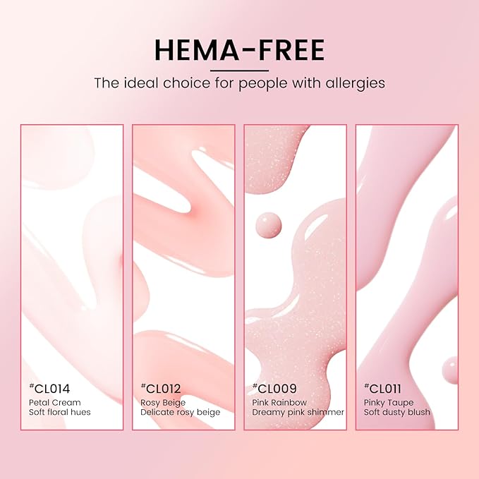 Jelly Gel Nail Polish Kit with U V Light, Hema-Free Milky Nude Sheer White Pink Gliter Gel Polish Set with Base & Top Coat Chrome Nail Powder, 4 Colors Mini Salon Nail Art Starter Gift for Women Girl