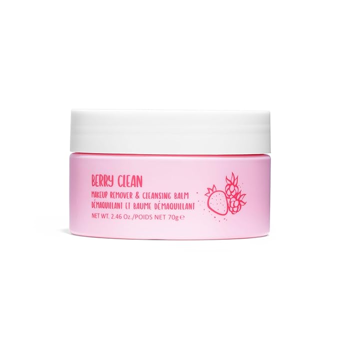 W7 Very Berry Clean - Makeup Cleansing Balm, Lip Mask & Scrub Trio - Gentle Makeup Remover & Overnight Lip Care Set