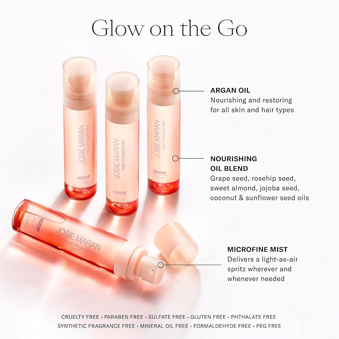 Josie Maran Moisture Miracle Workers Duo - 100% Pure Argan Oil & Hydrating Body Mist - Moisturizing Skincare Set with Nutrient-Rich Ingredients for All Skin Types - Vegan & Cruelty-Free (2 Piece Set)