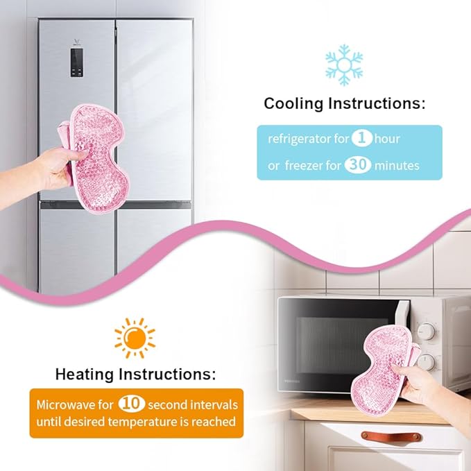 Cooling Eye Mask Gel Eye Mask Reusable Cold Eye Mask for Puffy Eyes, Eye Ice Pack Eye Mask with Soft Plush Backing for Dark Circles, Migraine, Stress Relief