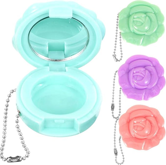 FRCOLOR Empty Makeup Compact 4Pcs Rose Shaped Lipstick Palettes with Mirror Refillable Mini Makeup Case Travel Cosmetics Container Sample Beauty Jars for Powder, Blush, Eye Shadow, Loose Powder