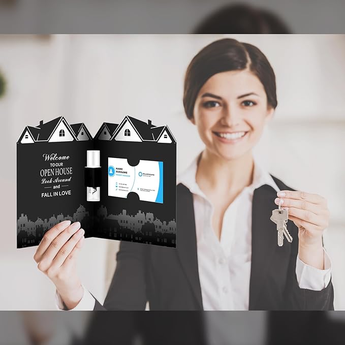 50 Pcs Open House Lip Balm with Cards Real Estate Agent Supplies Lip Moisturizer Moisturizing Lip Balm Bulk Moisturizing Lip Balm Stick for Open House Business Advertising Events