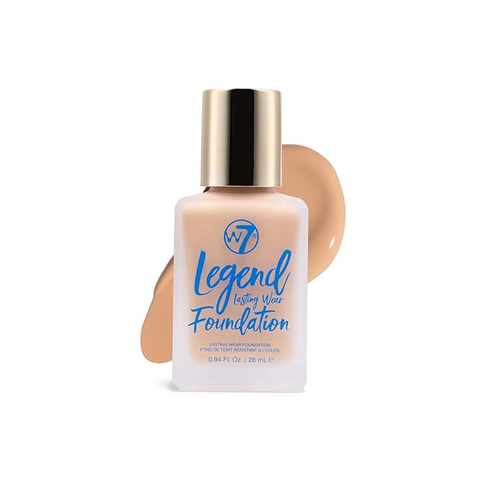 W7 Legend Foundation - Creamy Liquid Foundation for Poreless, Semi-Matte Medium Coverage - 28ml (Soft Tan)