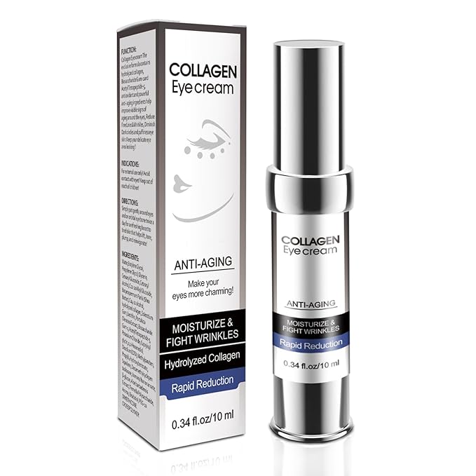 Eye Cream, Collagen Under Eye Treatment Gel, Moisturizing Anti Aging Wrinkle, Reduce Dark Circles, Puffiness Bags, Fine Lines, Skin Firming, Lifting Brightening Under and Around Eyes Women Men