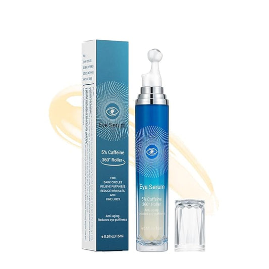 Eye Serum with Roller ball, 15 ML Eye Cream for Dark Circles and Puffiness, Anti-Aging Under Eye Roller Cream Reduce Wrinkles and fine lines