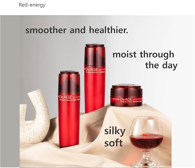 CHARMZONE DeAge Red Addition Set of 3, Red Wine Anti-aging Korean skin care routine Hydrating Nourishing (10.98 fl.oz)