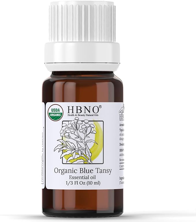 HBNO USDA Certified Organic Blue Tansy Essential Oil - 1/3 OZ (10 ml) Travel Size - Perfect for Aromatherapy, DIY, Candle Making, Soap Making, Diffusers - Blue Tansy Essential Oils