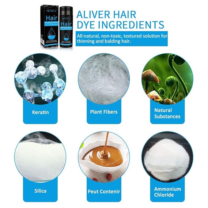 Aliver Hair Fibers for Thinning Hair with Spray Dark Brown - Undetectable Natural Formula - Thicker Fuller Hair in 15 Seconds - Conceals Hair Loss & Look Younger - Designed for Men & Women,0.97Oz
