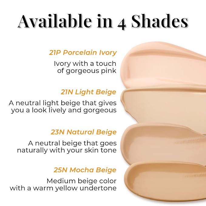 Natural Cover Glow Cushion Foundation | Korean Foundation Makeup | Long-Lasting Buildable Coverage | Lightweight and Moisturizing | Flawless Finish 0.42oz (25N Mocha Beige)