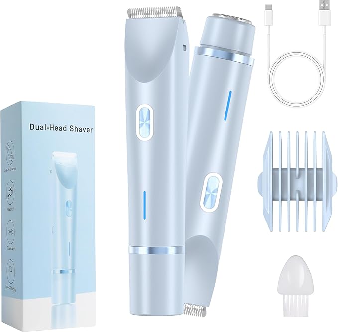 2025 New Electric Womens Shaver, 2-in-1 Women's Body Shaver, Bikini Electric Razor, Wet and Dry Use Body Trimmer for Home (Blue)