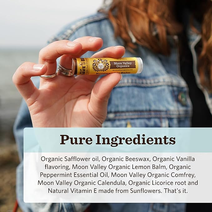 Moon Valley Organics Beeswax Lip Balm for Moisturizing Lips and Cuticles (COOL MINT VANILLA, 1-Pack)