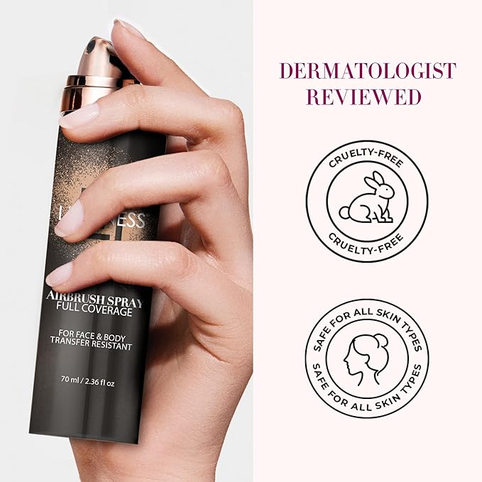 LUMINESS Spray Airbrush Foundation Makeup, Deep Rich Shade 150 - Lightweight, Full Coverage Foundation for Face, Neck, & Body - Concealer for Seamless Blending, Natural-Looking Finish, 2.36 fl oz