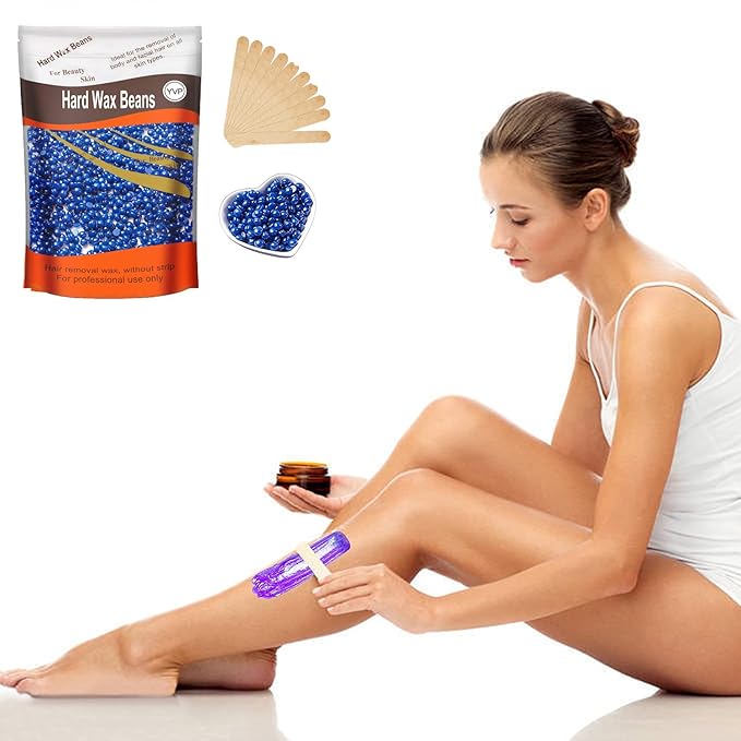 Hard Wax Beads for Hair Removal, Yovanpur Wax Beads for Sensitive Skin, Har Wax Beans for Coarse Hair, Waxing beads for Face, Eyebrow, Body, Bikini, Brazilian At Home 300g (10 Oz)/bag (Blue)