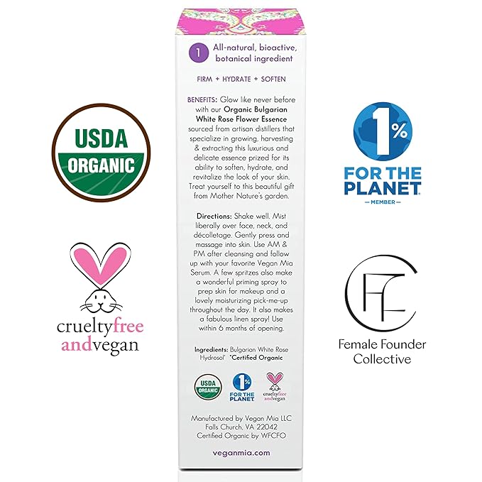 Organics - Radiance, Ultra-Hydrating Rose Water Spray for Face and Neck, Face Mist with Organic Rose Flower Essence, Facial Mist for All Skin Types, Hydrates Dry and Dull Skin, 3.4 fl oz