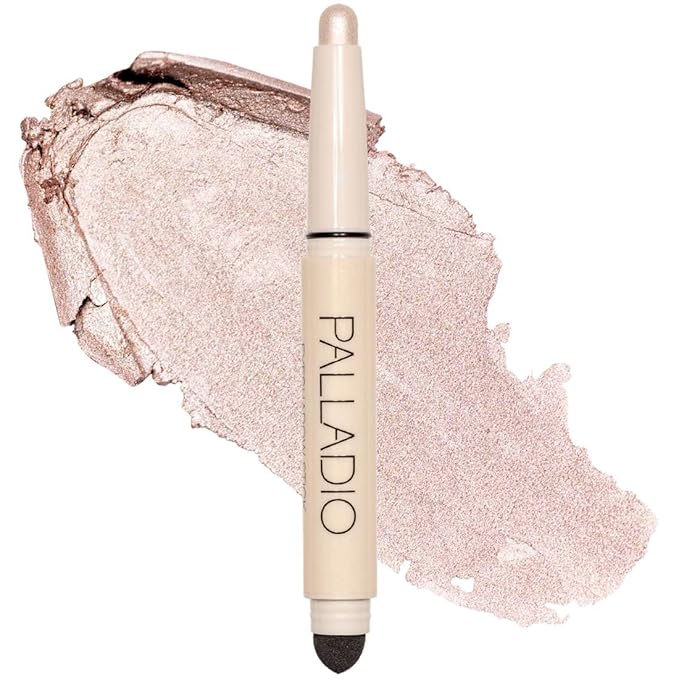 Palladio Waterproof Eyeshadow Stick with Blending Sponge, Long Lasting & Effortless Application, Smudge Free & Crease Proof Formula, Matte & Shimmer Shades, Buildable Eye Shadow (Pearl shimmer)