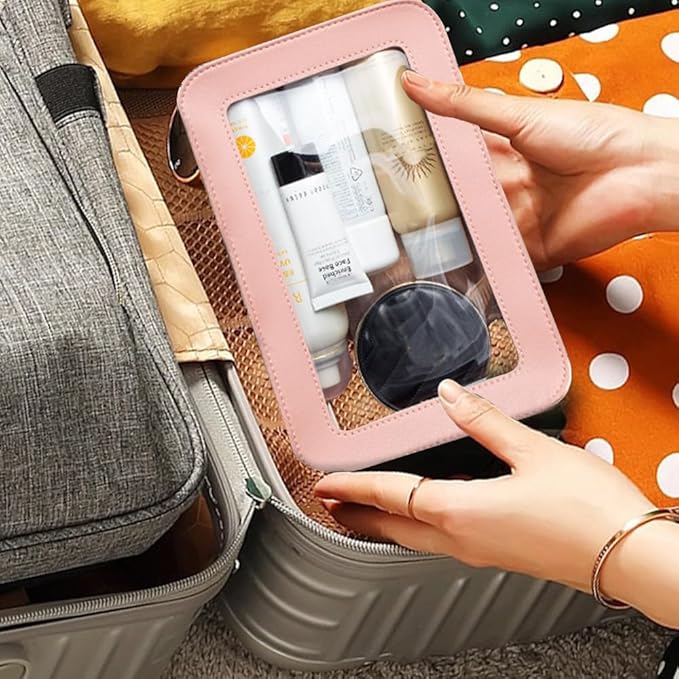 Clear Makeup Bag Small, TSA Approved Portable Toiletry Bag with Zipper Cosmetic Travel Bag Makeup Organizer Case Mini Makeup Pouch for Purse Car Organizer Bag for Women Men