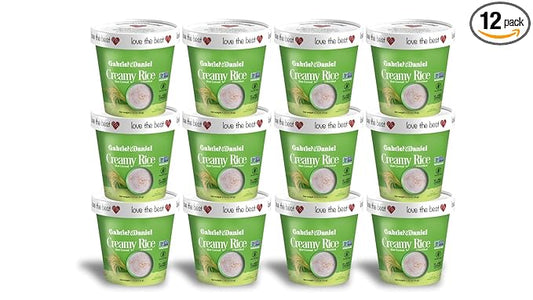 Gabriel & Daniel Creamy Rice Hot Cereal Cup – Non-GMO, Pure and Organic Gluten Free Cereal – Rich in Iron & Essential Nutrients for a Nourishing and Instant Breakfast – Quick & Easy Meal (Pack of 12)