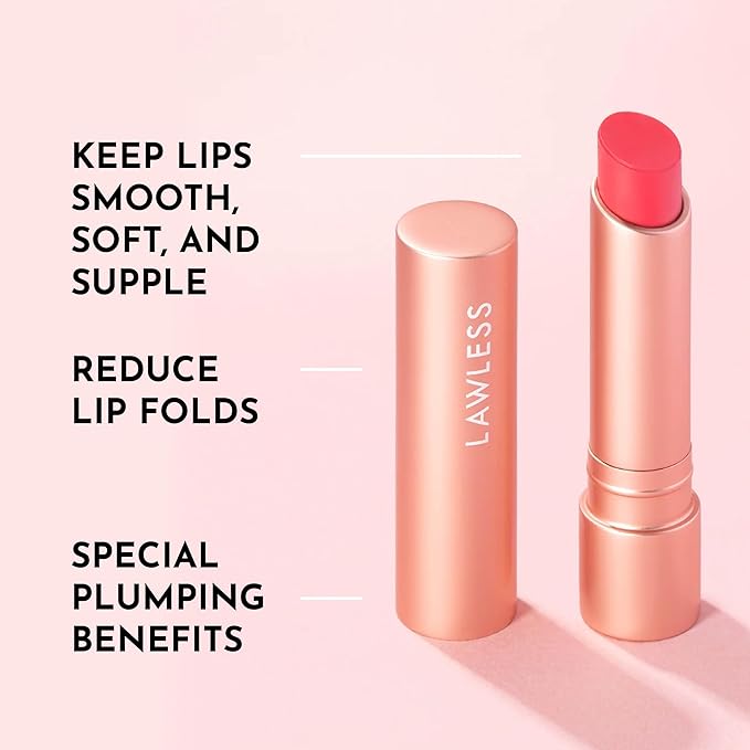 LAWLESS Forget the Filler Lip Plumping Line Smoothing Tinted Balm, Juicy Watermelon, Pink, 0.1 Ounce / 2.9 ml
