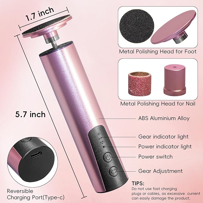 Electric Callus Remover,CHNYNJN Foot File Grinder Tool with Speed Controller and 20pcs Replacement Sandpaper and 10 Sand Rings Disk for Men Women Dead Dry Crack Skin Calluses