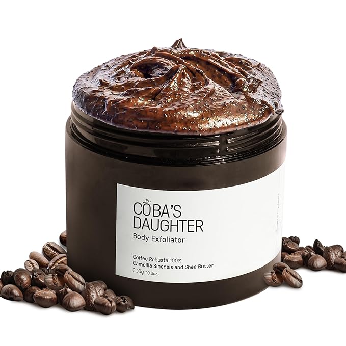 COBA'S DAUGHTER Robusta Coffee Body Scrub| Exfoliating for Cellulite and Stretch Marks, KP Bump Eraser, Strawberry Legs,Underarm | Matcha & Shea Butter | Safe for pregnancy | Vegan Beauty (10.6 Oz)