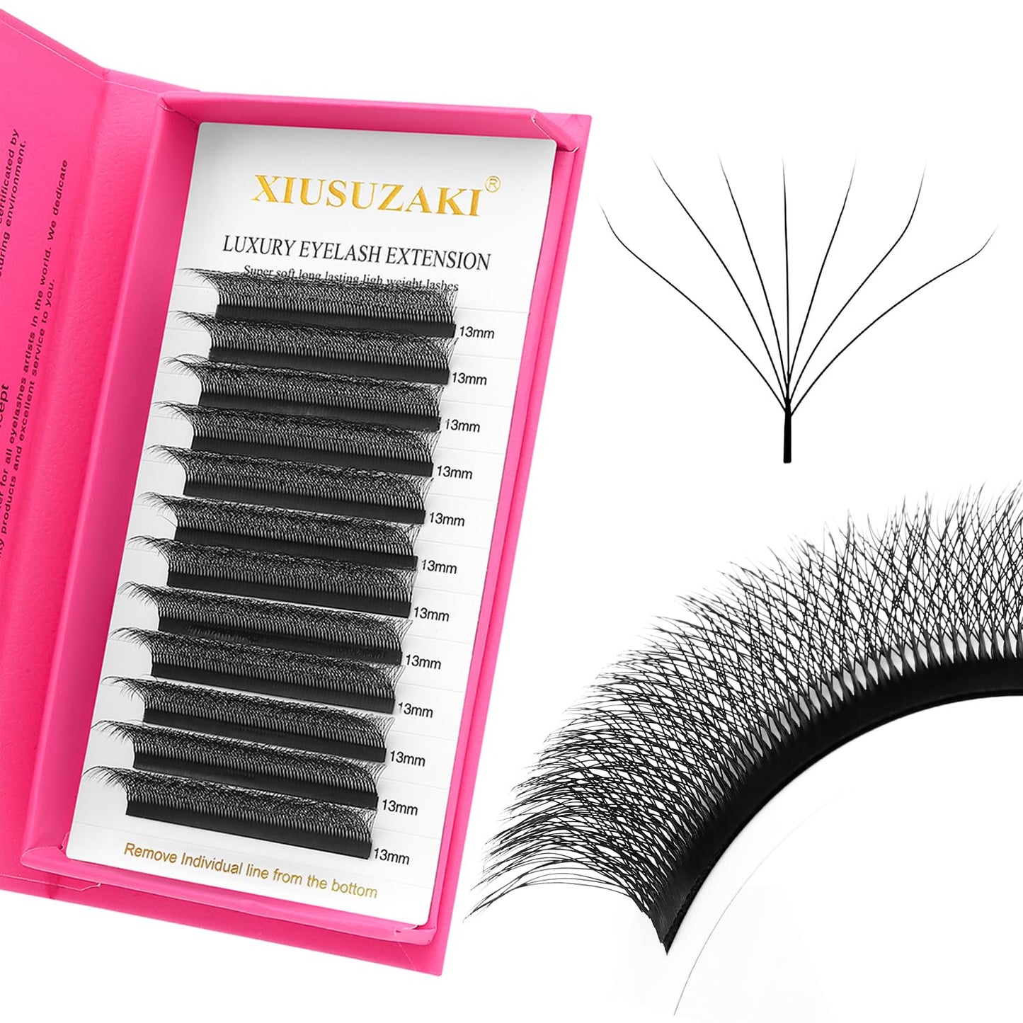 W Lash Extensions Supplies 7D Eyelash Extensions W Shape 0.07mm Thickness C Curl 15mm Premade Fans Easy Fan Lashes Volume Matte Black 12 Rows Crisscross Eye Lashes(W-7D-0.07-C,15mm)