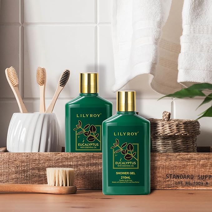 Mothers Day Spa Gift Basket for Women 9 Pieces Premium Eucalyptus Bath & Body Care Kit for Women & Men, Holiday Gift for Christmas, Valentine's Day, Father's Day, Birthday with Shower Gel & More