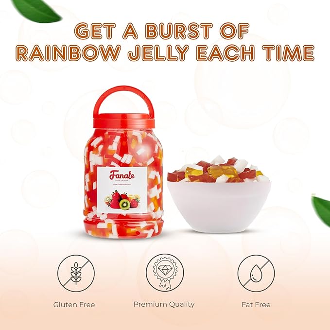 Fanale Coconut Jelly Topping nata de coco for Bubble Tea 8.3 lb | Rainbow Jelly | for Boba Tea, Smoothies, Slushes, Desserts | 8.3 pound (Pack of 4) | JEL001-CS