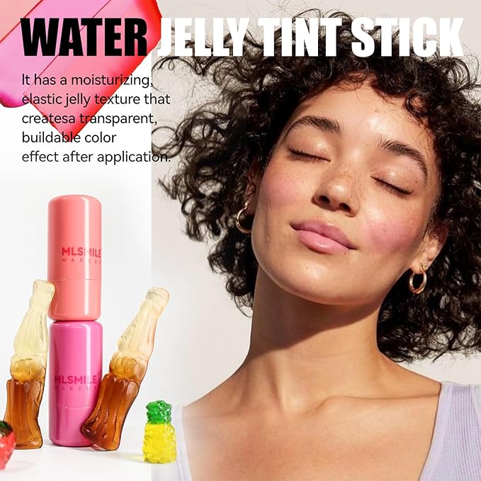 Cooling Water Jelly Tint,Jelly Blush Stick,Long Lasting Milk Jelly Blush Stick-1,000+ Swipes Per Stick,Jelly Texture Moisturising,Buildable Watercolor Finish (B, S)
