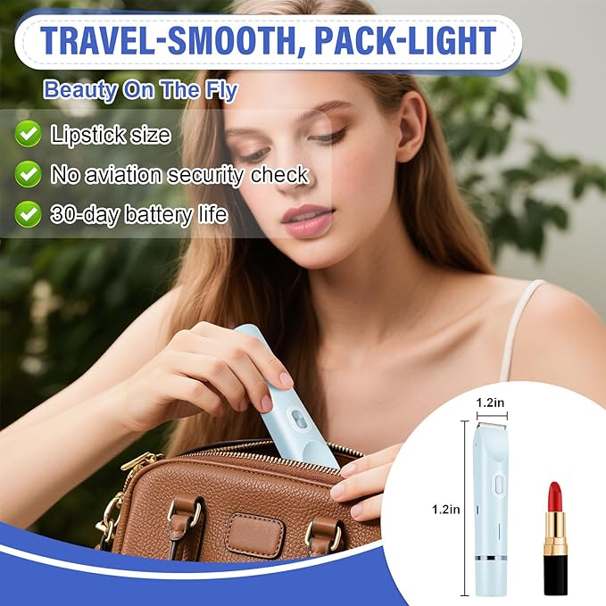 Women's Bikini Trimmer, 2-in-1 Electric Shaver for Bikini Line, Legs, Underarms, Face - Waterproof Women's Electric Shaver for Sensitive Skin, USB Rechargeable (Purple) (Blue)