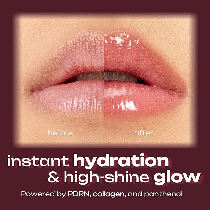 PDRN Tinted Lip Serum – High Gloss Ultra Hydrating Natural Glow, Non-Sticky Volumizing Color Glaze with Long-Lasting Shine, Nourishing Moisturizing Repair for Chapped Lips (0.34 oz)