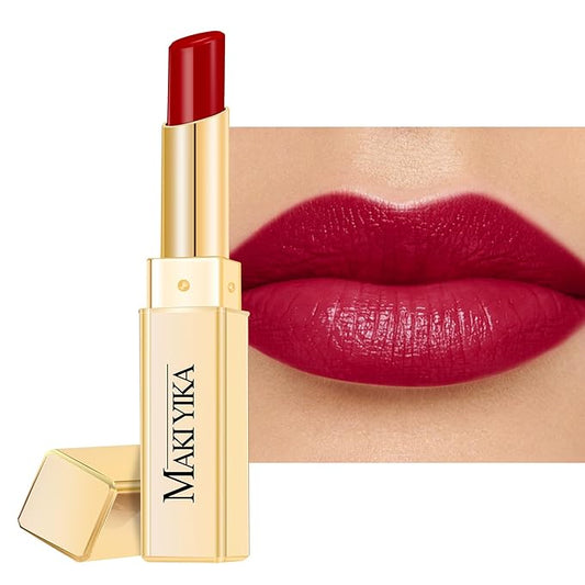 MAKI YIKA Moisture Burgundy Lipstick for Women Hydrate Lip Balm for Dry Cracked Lips Weightless Glossy Lip Color Juicy Finish,MA061 Red Tone