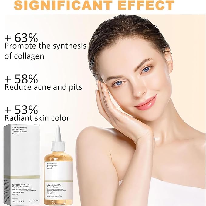 Glycolic Acid Toning Solution, Glycolic Acid 7% Toner, Glycolic Sour 7% Toning, KeepThe Skin Moist, Exfoliating Serum for Face, Facial Exfoliation Astringe Pores (240ML/8.0 Fl Oz)