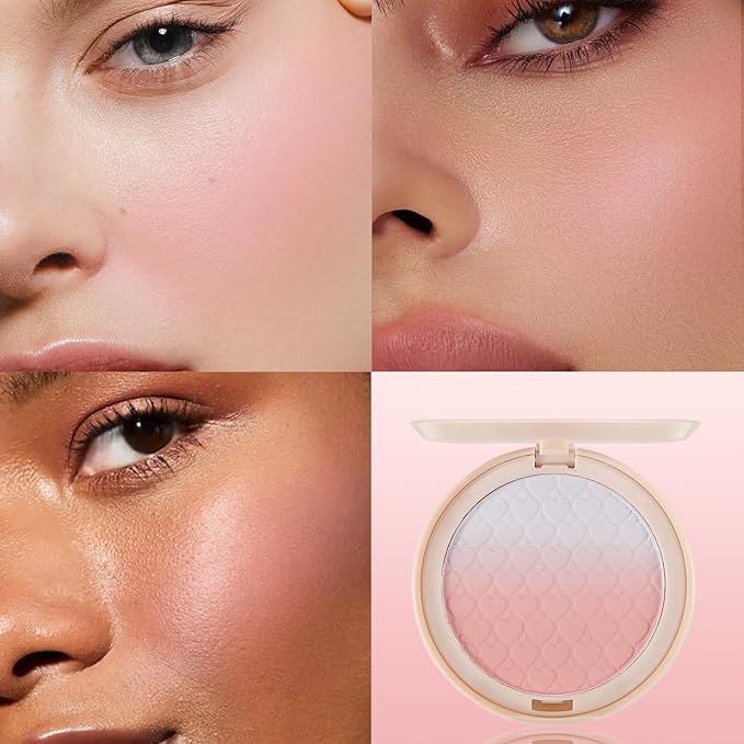 Gradient Matte Blush Palette, Blendable Blush Powder for Cheeks, Shape, Contour & Highlight Face for a Naturally Glowing Finish