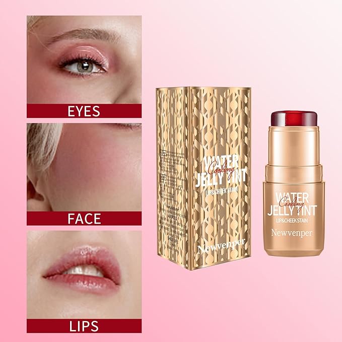 2PCS Jelly Blush Stick, Multi-Purpose Lip & Cheek Stick, Waterproof jelly tint, Moisturizing Cooling Water Jelly Tint Long Lasting cheek stain & lip tint for Women and Girls 01#