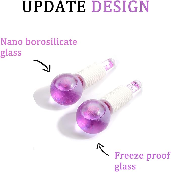 ICE Beauty Balls for Facial, 2PCS Purple Facial Roller for Cold Facial Massage Face Roller Balls with Anti-Freeze Liquid to Reduce Puffiness, Pores, Wrinkles…