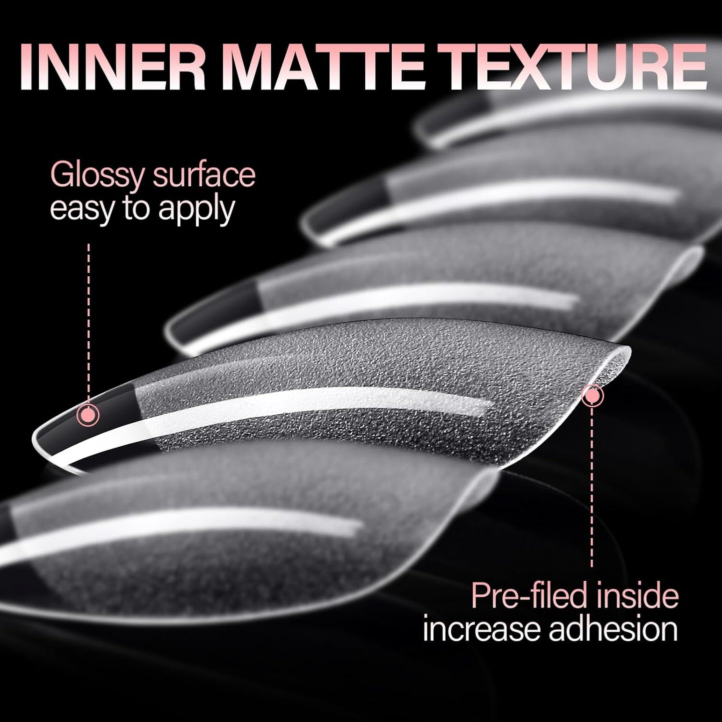 AILLSA Short Almond Nail Tips Pre-Shaped Acrylic Nail Tips Half Matte Full Cover Nails Tips Clear Gelly Press on Flase Tip Nail for Extension Nail Manicure Home DIY 240PCS 15Sizes