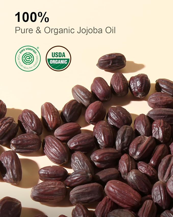 Yoken Organic Jojoba Oil Glass Bottle 16 fl oz, USDA Certified 100% Pure & Natural Jojoba Oil for Hair, Skin & Face, Cold Pressed Unrefined Hexane Free, Deeply Moisturizing Body Serum for Gua Sha