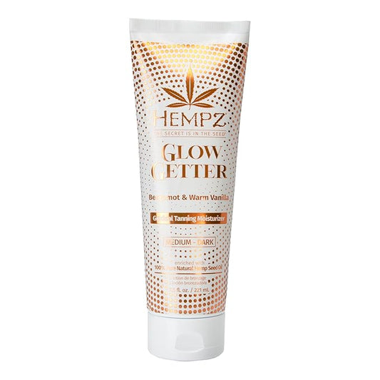 Hempz Glow Getter Gradual Self-Tanning Lotion – Medium to Dark, 7.5 oz | Natural Golden Tan, Summer Glow, Vegan Hydrating Moisturizer for legs, arms and body