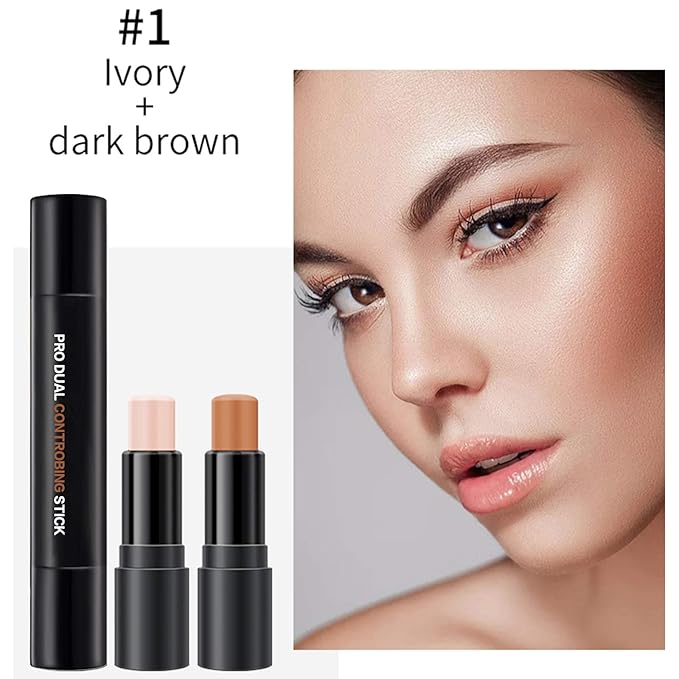 Double-End Contour Highlighter Stick, Face Contour Makeup Contouring Sticks Cream Concealer (1)