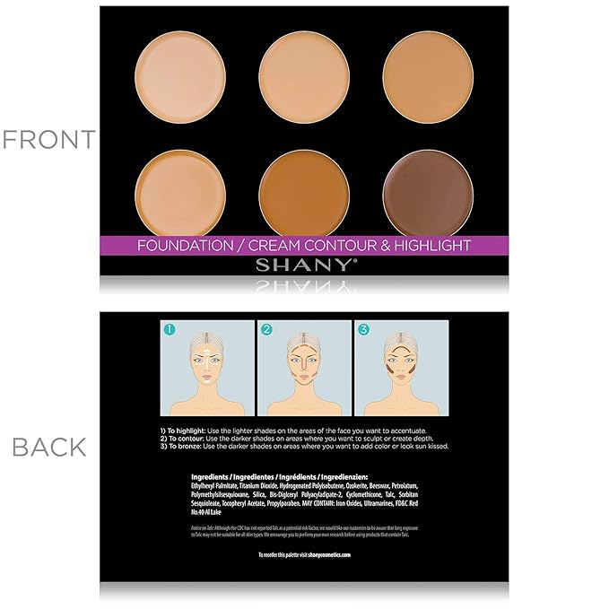SHANY Foundation/Cream Contour & Highlighting Palette - Layer 1 - Refill for the 6 Layer Mini Masterpiece Collection Makeup Set
