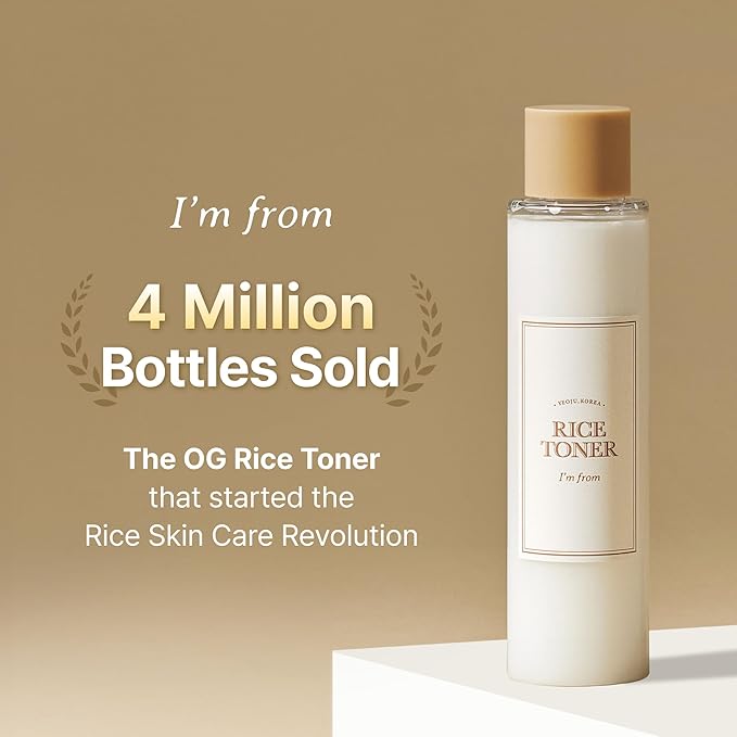 I'm from Rice Toner for Sensitive Skin, Rice Extract from Korea, Glow Essence with Niacinamide, Hydrating, Vegan, Alcohol Free, Fragrance Free, Peta Approved, K Beauty Toner, 5.07 Fl Oz