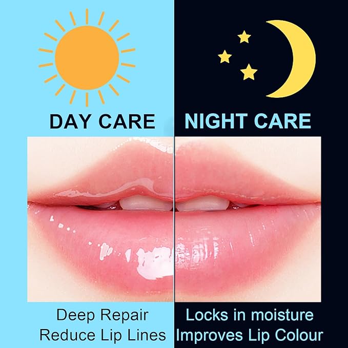 3Pcs Lip Balm Honey Pot with Stick, Honey Strawberry Apple Moisturizing and Hydrating Sleeping Lip Mask, Day and Night Repair and Care, Improve Lip Color, Reduce Lip Lines (SET A)