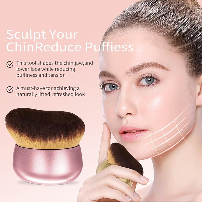 Extra Large Body Makeup Brush For Self Tanner,Leg Makeup &Bronzer Blend,75 mm Wide-headed Kabuki Brush Provides More Even& Pretty Application, Sunscreen Face&Back Makeup Brush,Wet&Dry Use-Matte (Gold)