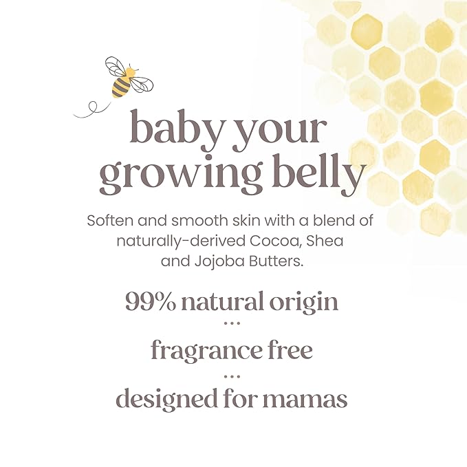 Burt's Bees Mama Belly Butter Stretch Mark Cream for Pregnancy Massages Body & Reduces Scar Appearance, Prenatal & Postnatal Tummy Skin Care, Shea Butter & Vitamin E Rich Formula, 6.5 Oz (Pack of 3)