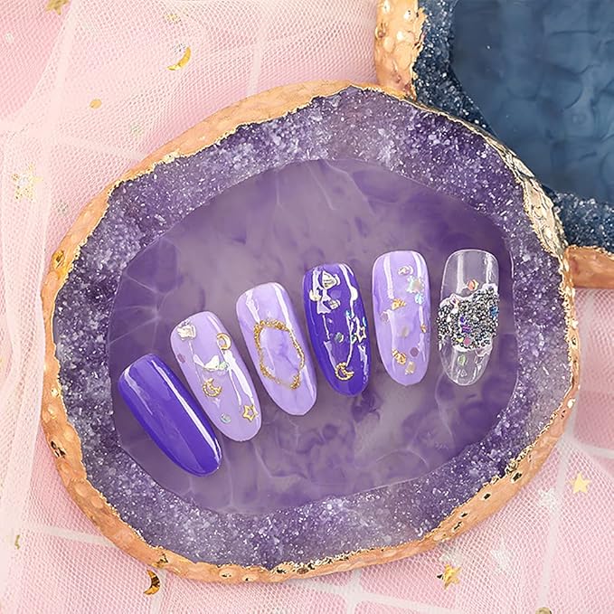 Resin Nail Art Palette Cosmetic Mixing Palette Nail Gel Polish Colors Mixing Pallet Makeup Palette Tray Purple