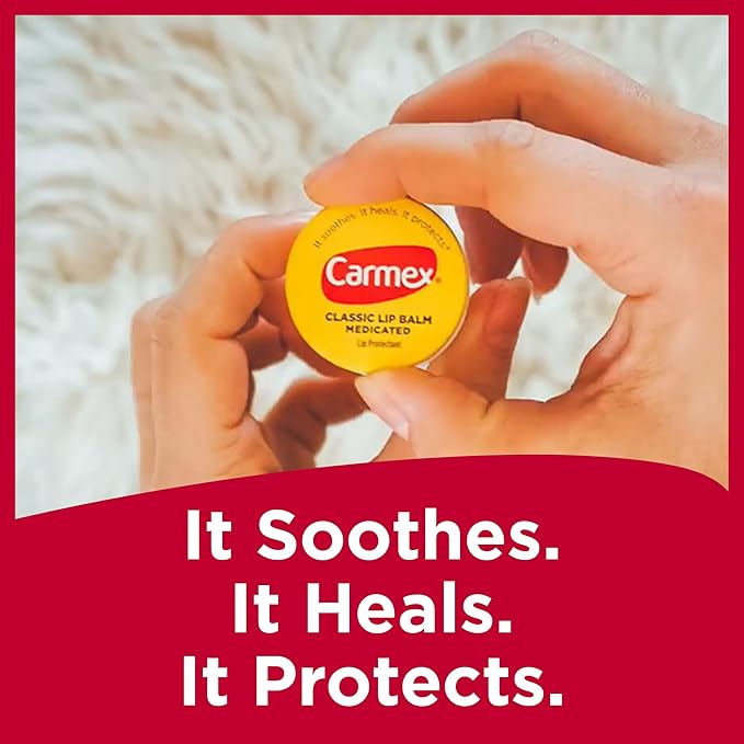 Carmex Medicated Lip Balm Jar, Lip Moisturizer for Dry, Chapped Lips, 0.25 OZ - (6 Packs of 3)
