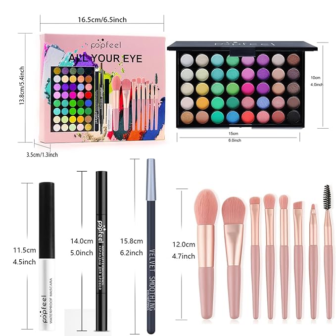 All in One Makeup Kit for Women Full Kit Girls Makeup Gift Sets Xmas Essential Bundle Include Eyeshadow Palette Lipstick Blush Concealer Eyeliner Mascara Foundation Brush Eyebrow Pencil