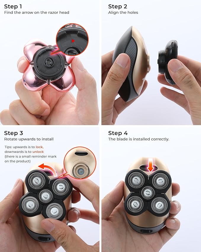 Electric Razors for Women, 5-in-1 Rechargeable Body Shaver - Waterproof Wet Dry Hair Remover - Trimmer for Lady Face Underarms Legs