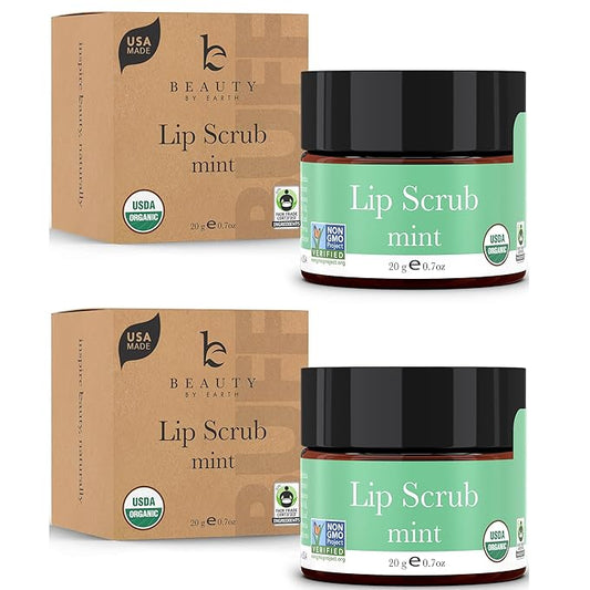 Organic Lip Scrub Mint - Lip Scrubs Exfoliator & Moisturizer, Lip Exfoliator Scrub, Sugar Lip Scrubs, Lip Sugar Scrub, Lip Care Products for Chapped Lips, Lip Scrubber, Lip Moisturizer for Dry Lips