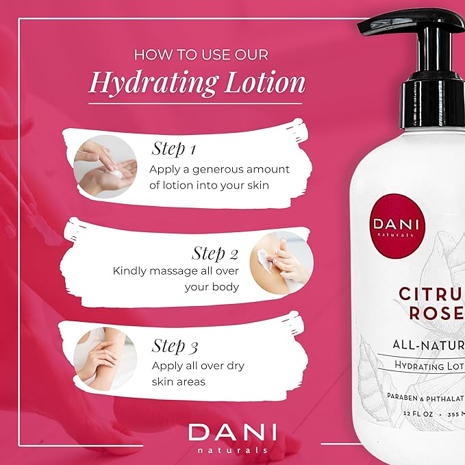 Naturals Hand & Body Lotion - Citrus Rose Scented, Deep Hydration Lotion for Dry Skin, With Shea Butter & Aloe Vera, Natural & Organic Ingredients, Paraben-Free, 12 Oz